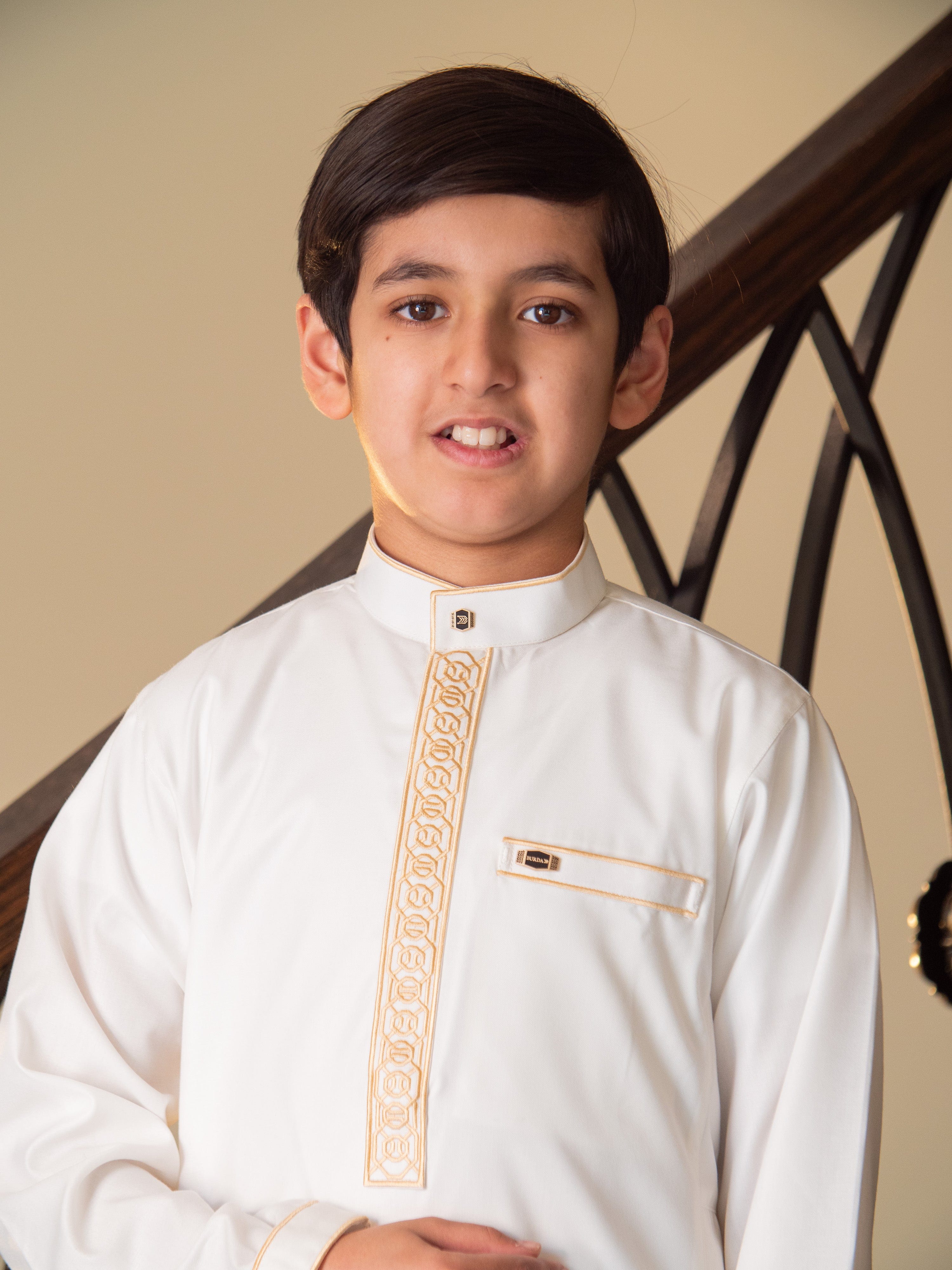 Kids Premium Thobe 111B Off White - Image 3