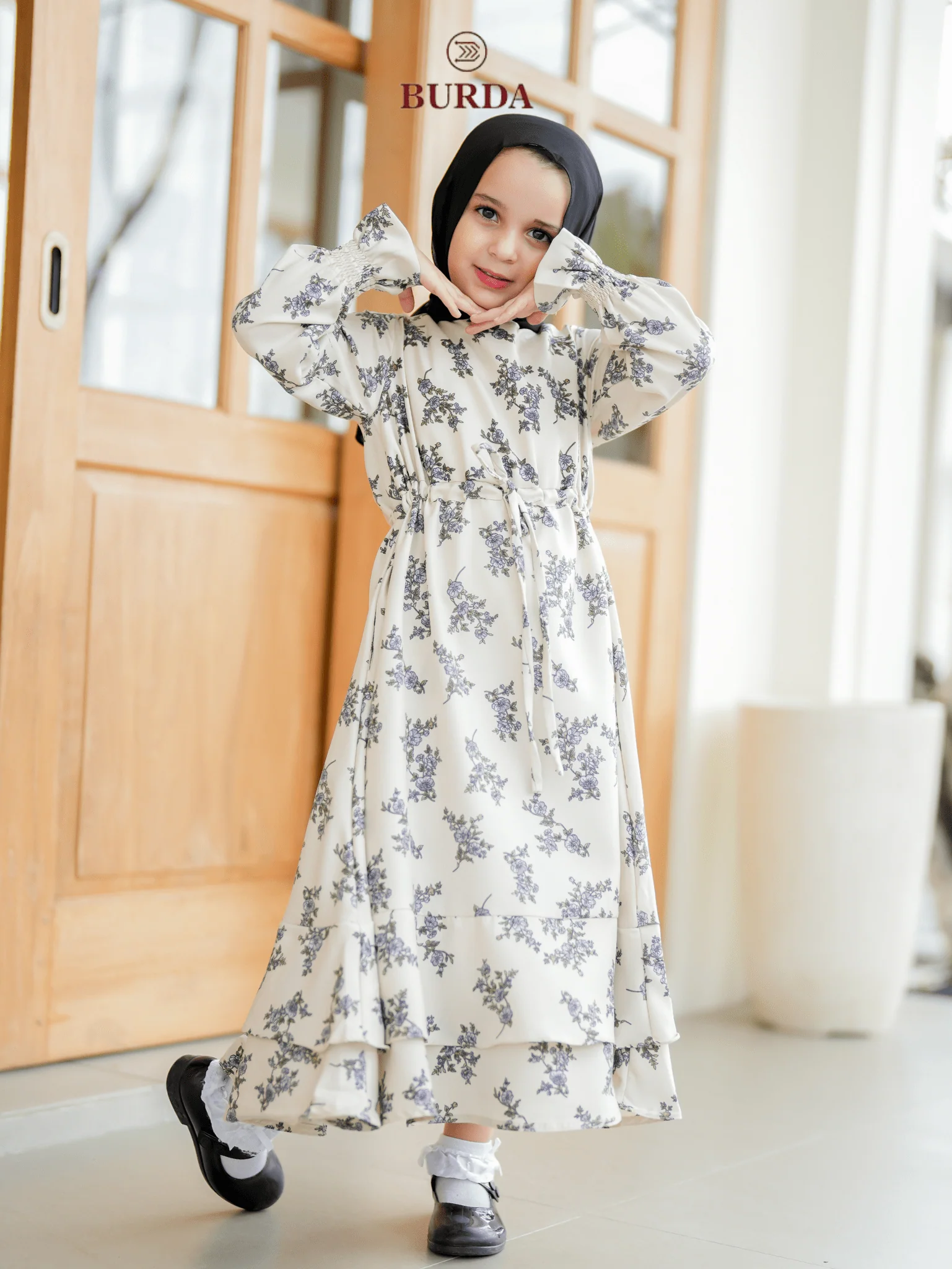 Kid's Bone Floral Dress - Image 3