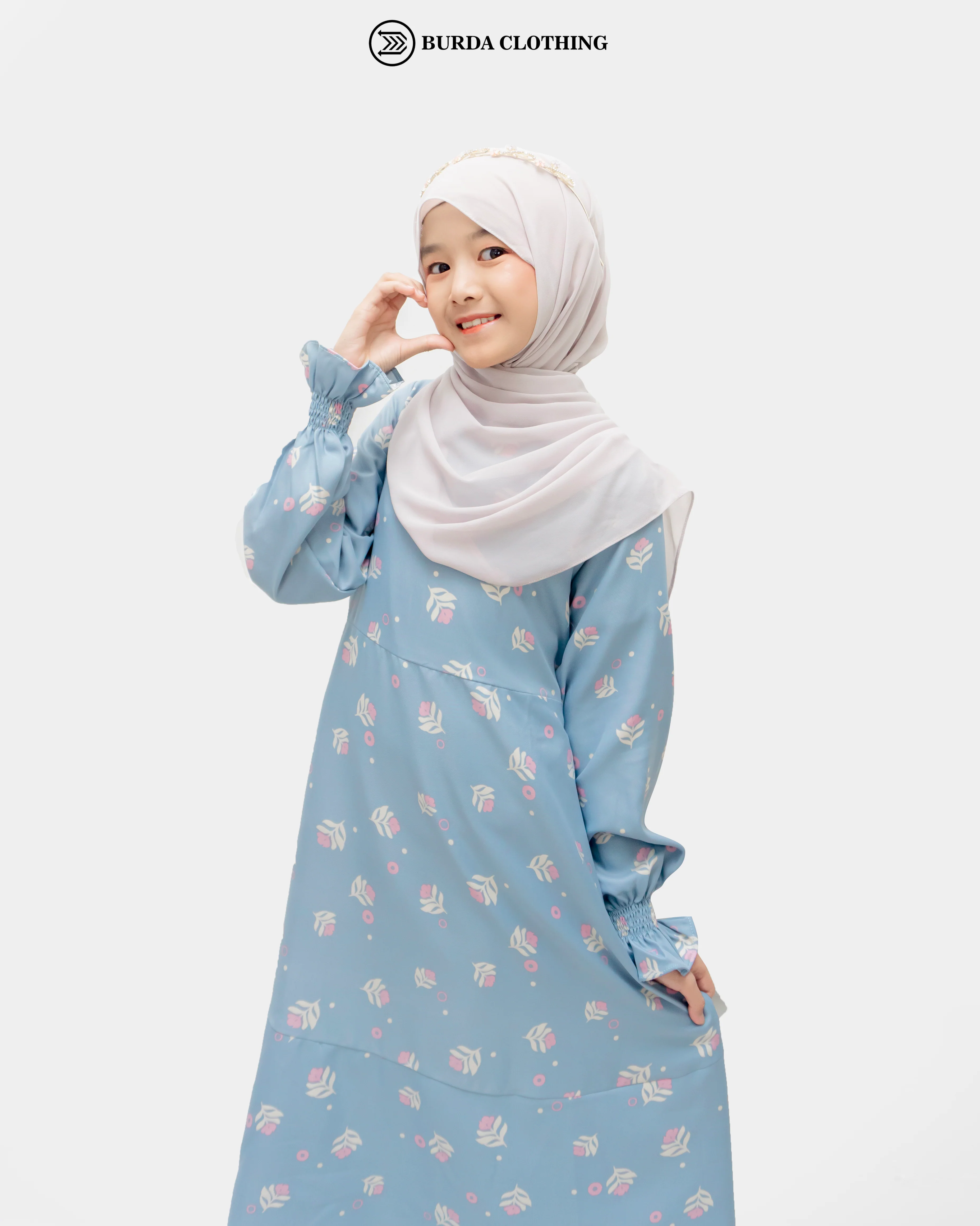 Kids Floral Blue Dress - Image 11