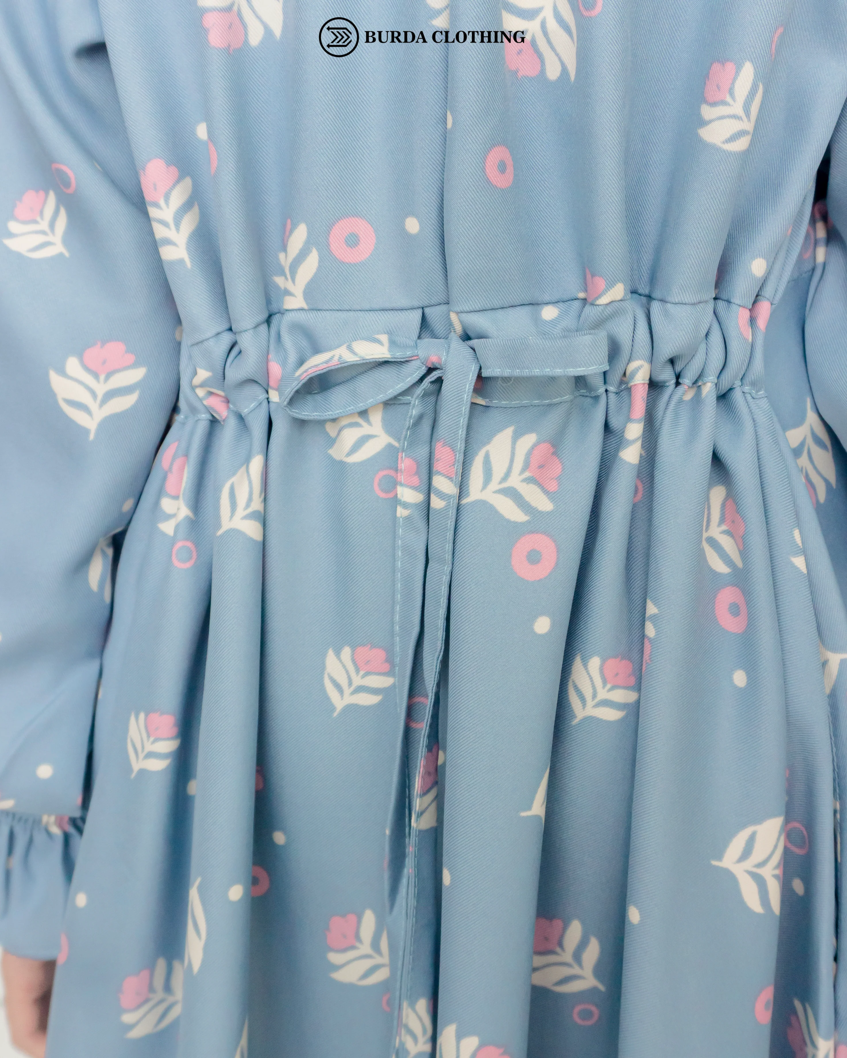 Kids Floral Blue Dress - Image 7