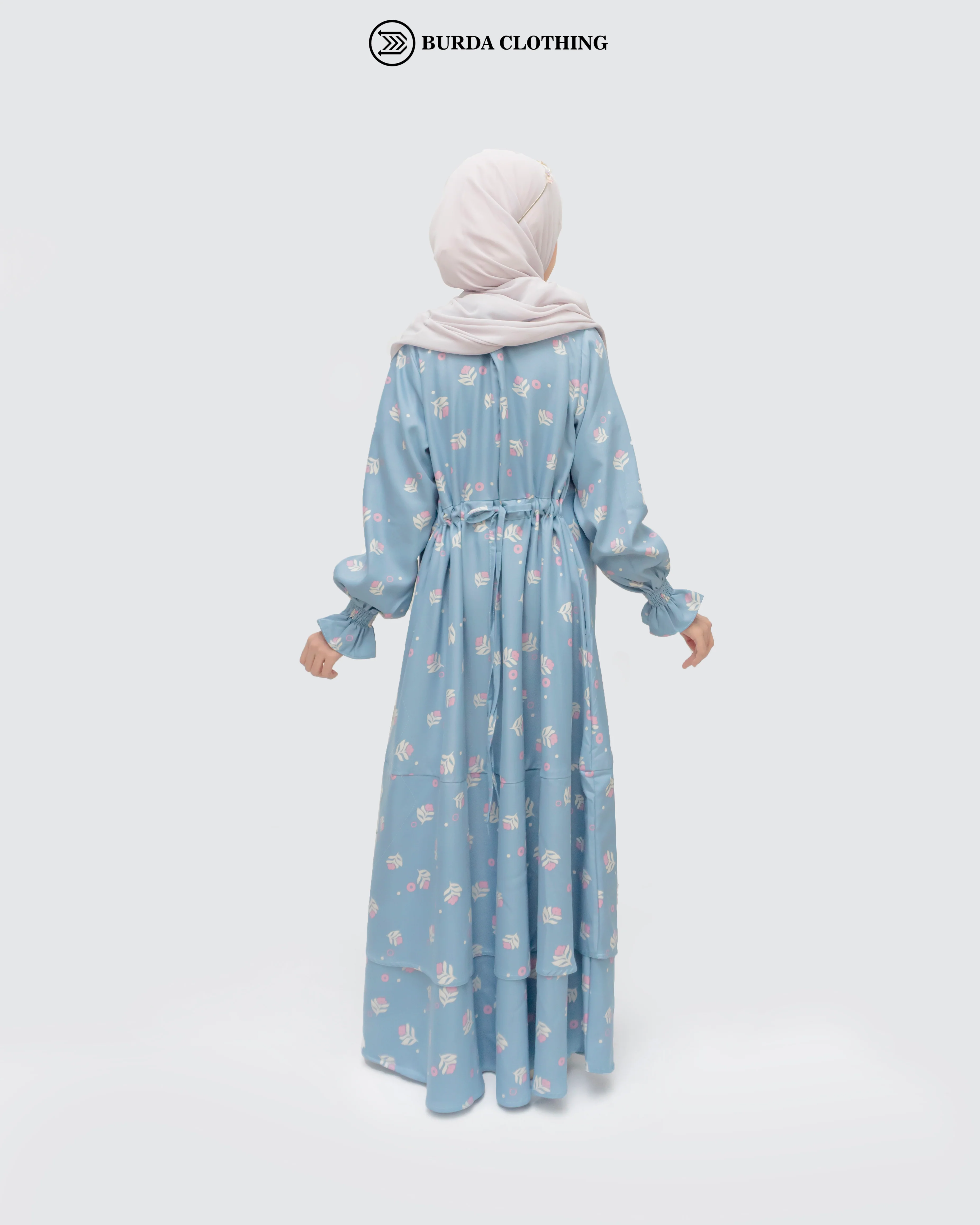 Kids Floral Blue Dress - Image 9