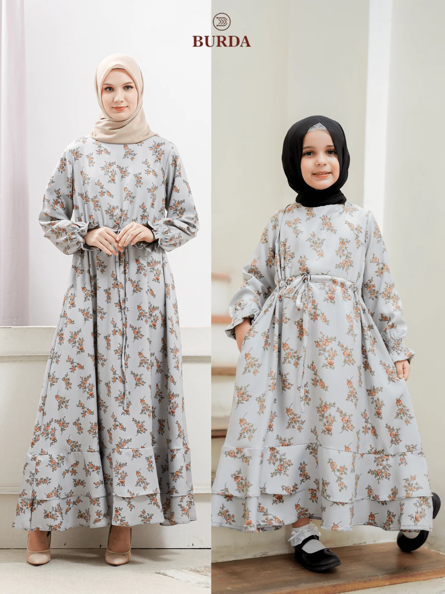 Kid's Gray Floral Dress - Image 15