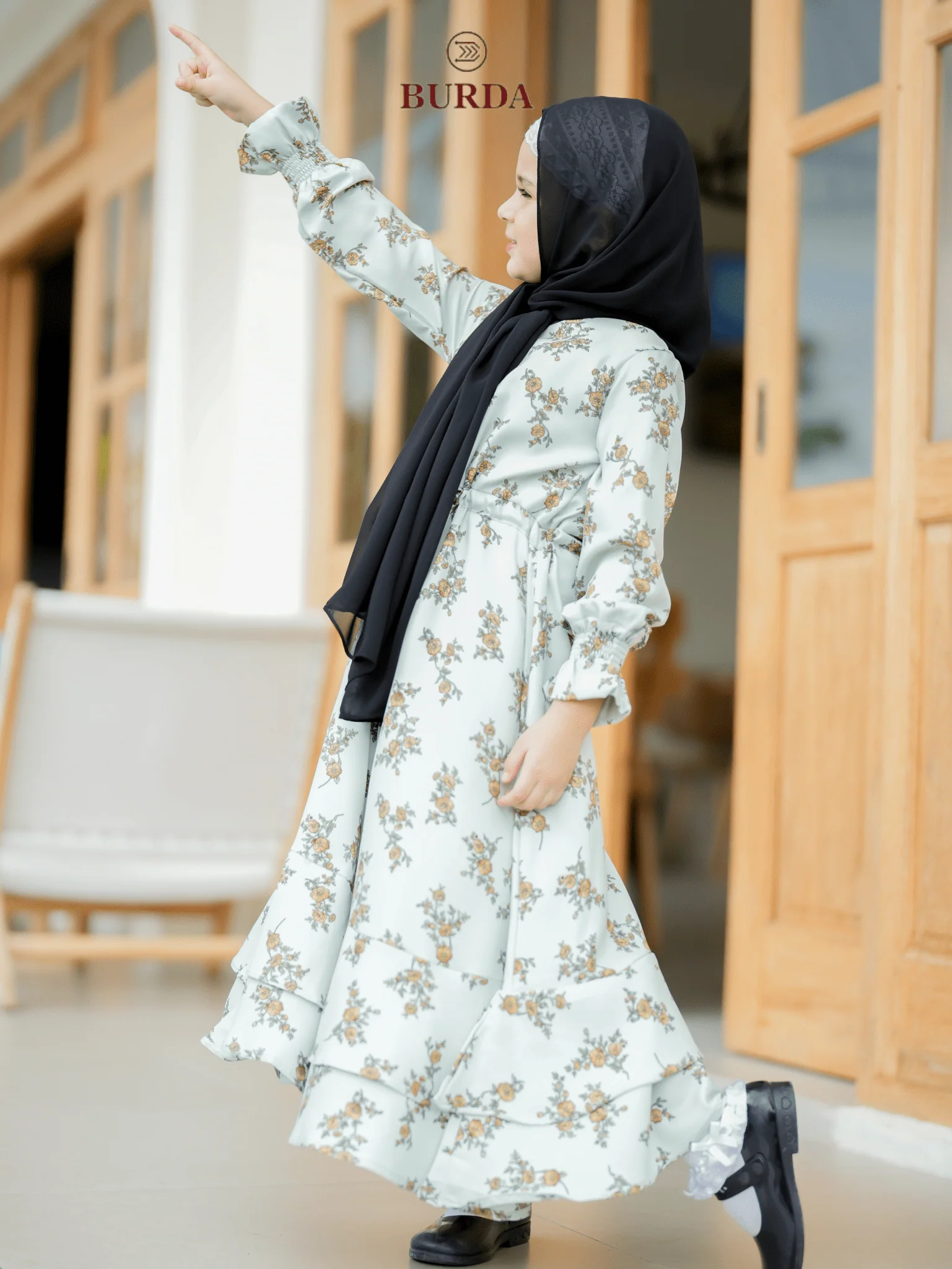 Kid's Light Green Floral Dress - Image 12