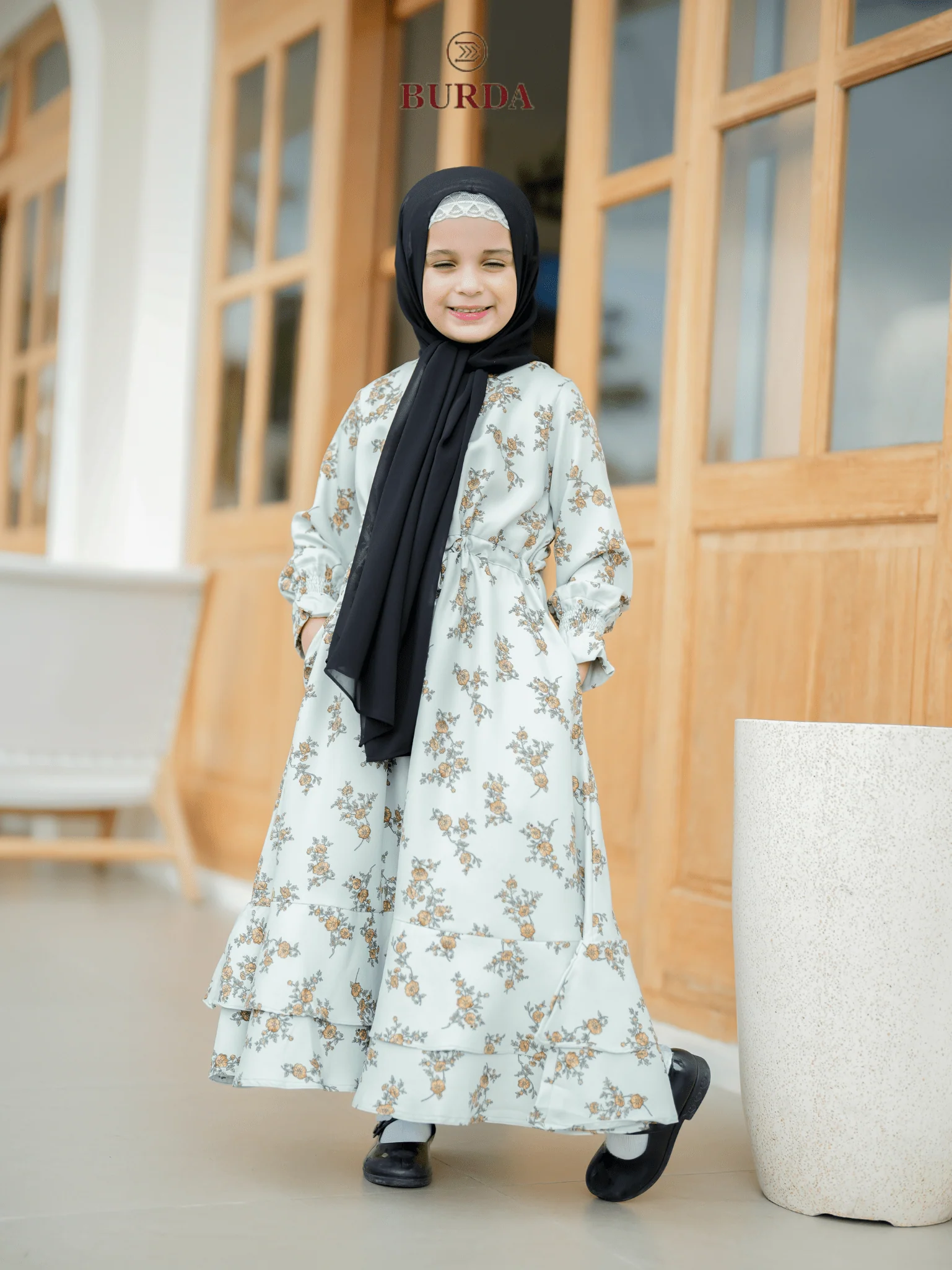 Kid's Light Green Floral Dress - Image 5