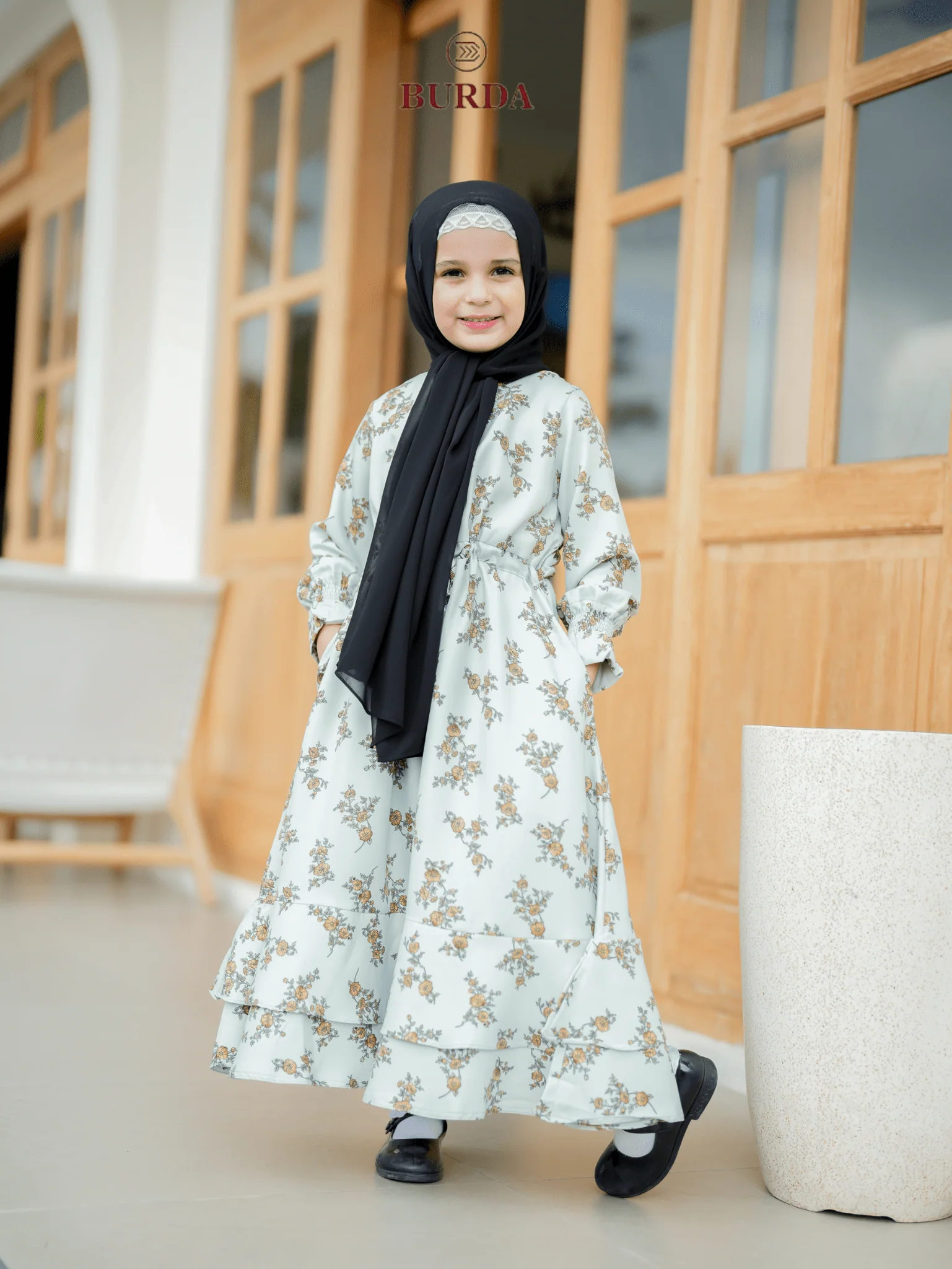 Kid's Light Green Floral Dress - Image 7