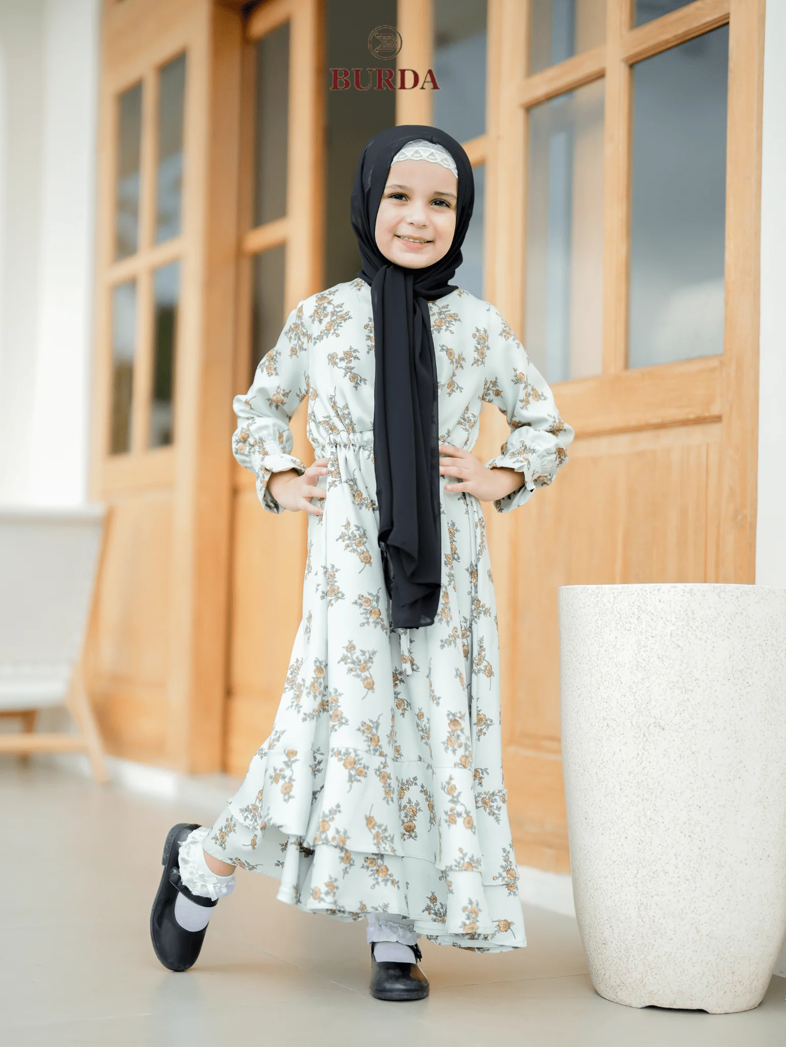 Kid's Light Green Floral Dress - Image 9