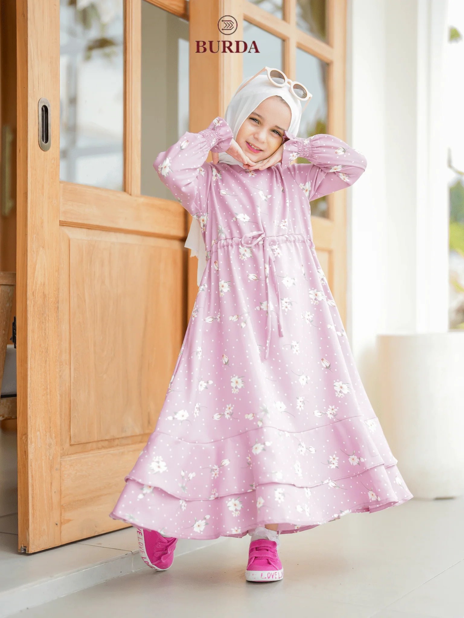 Kid's Pink Floral Dress - Image 3