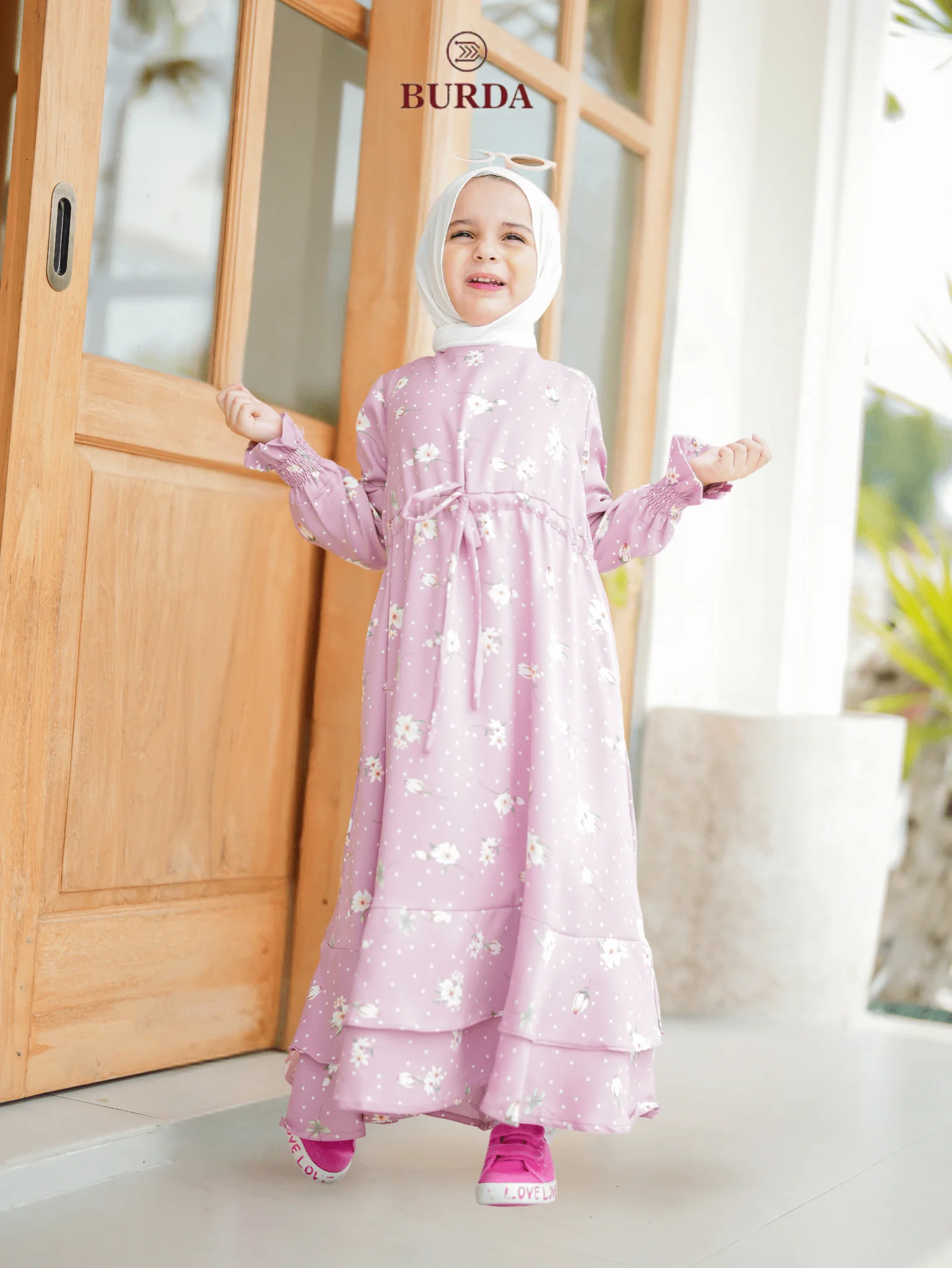 Kid's Pink Floral Dress - Image 5