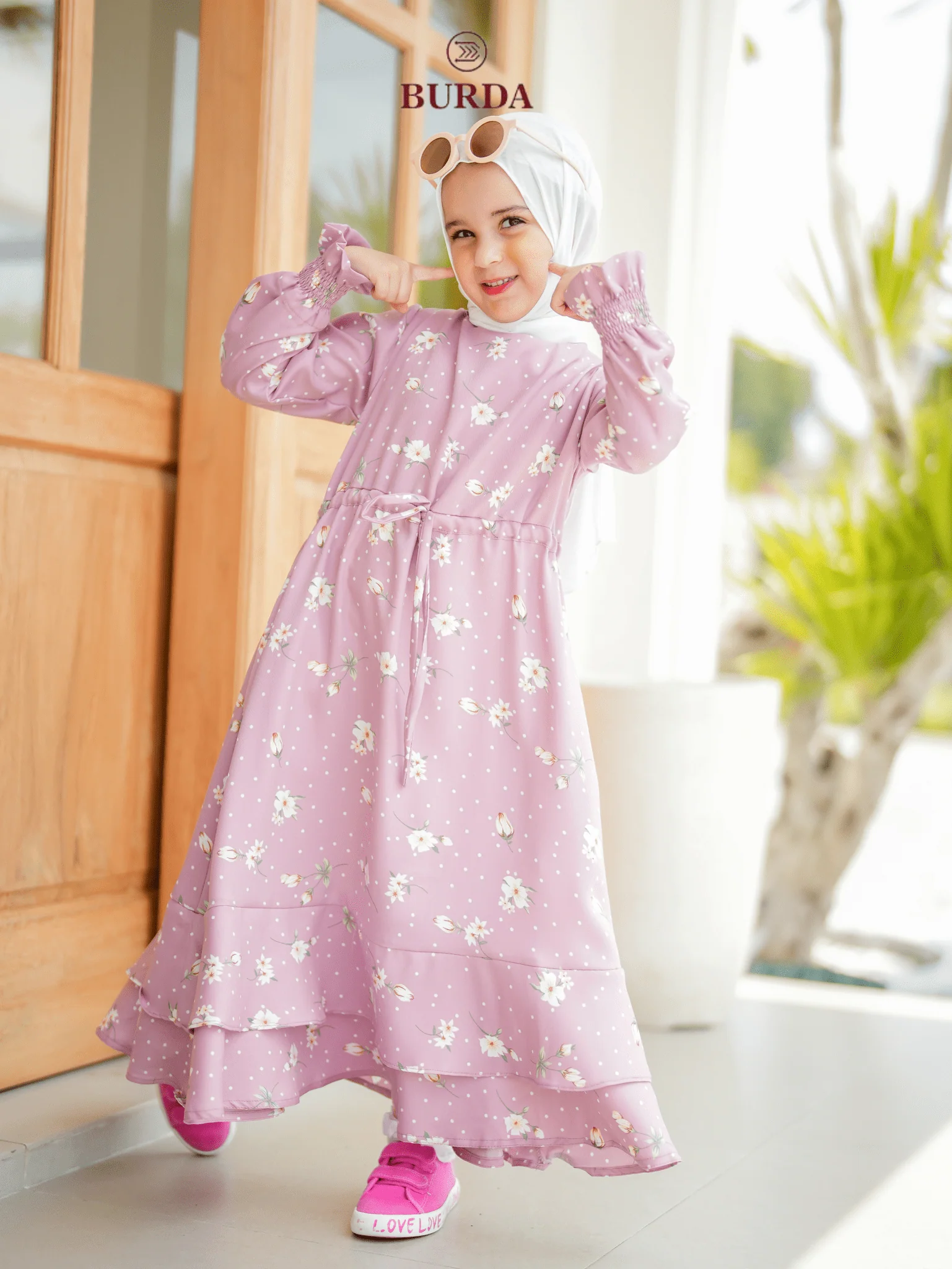 Kid's Pink Floral Dress - Image 6