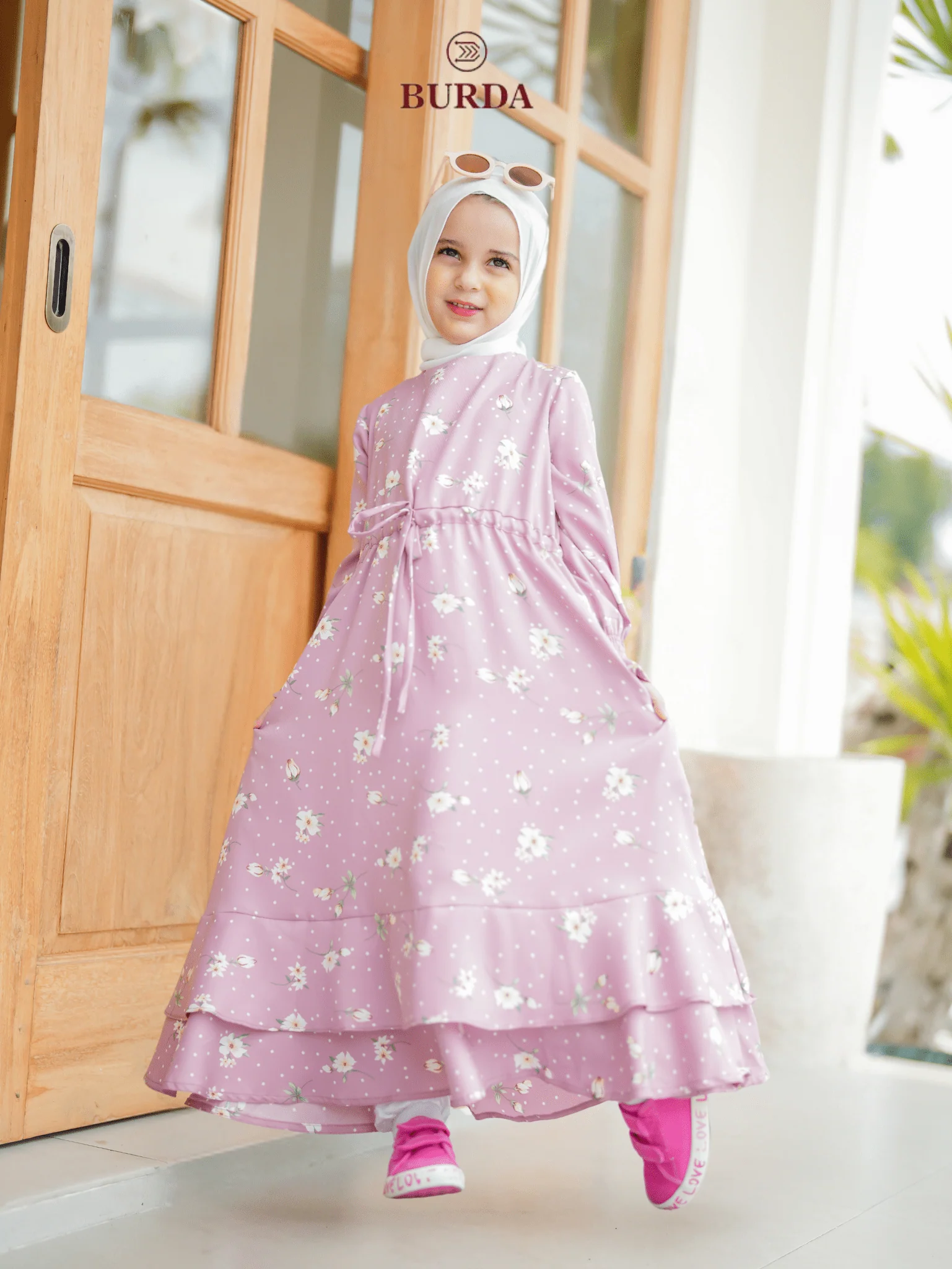Kid's Pink Floral Dress - Image 7