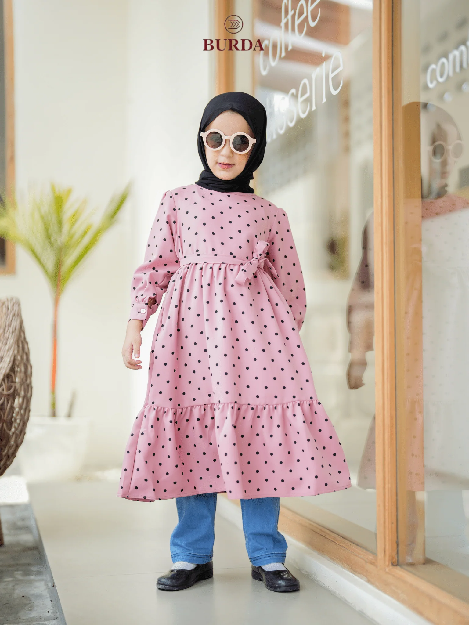 Kid's Pink Polka Dot Dress - Image 4