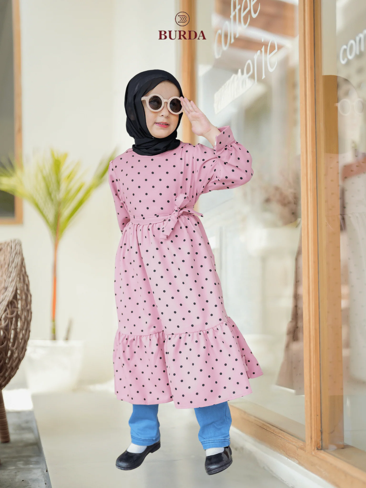 Kid's Pink Polka Dot Dress - Image 9