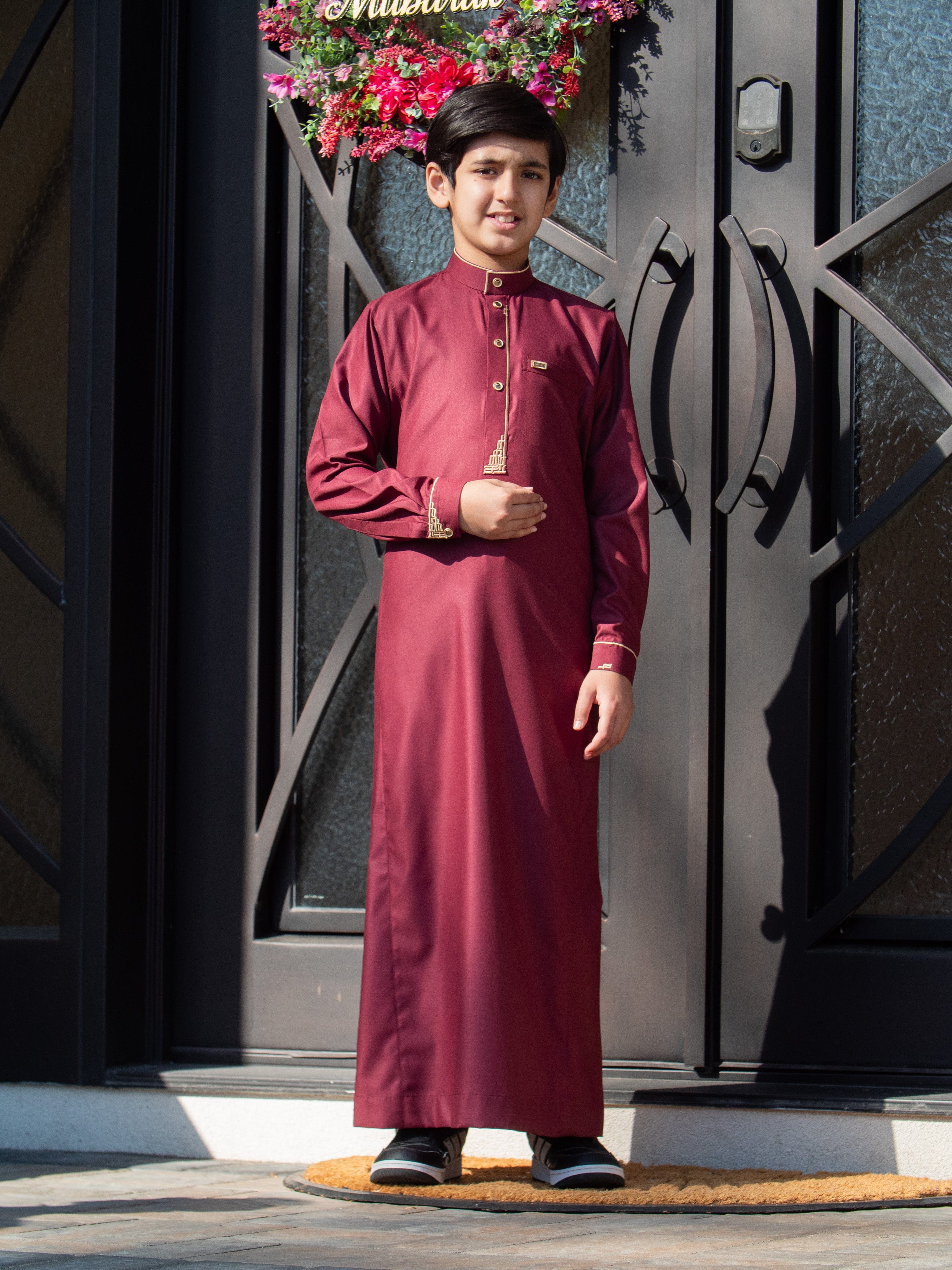Kids Premium Thobe 114A Maroon - Image 5