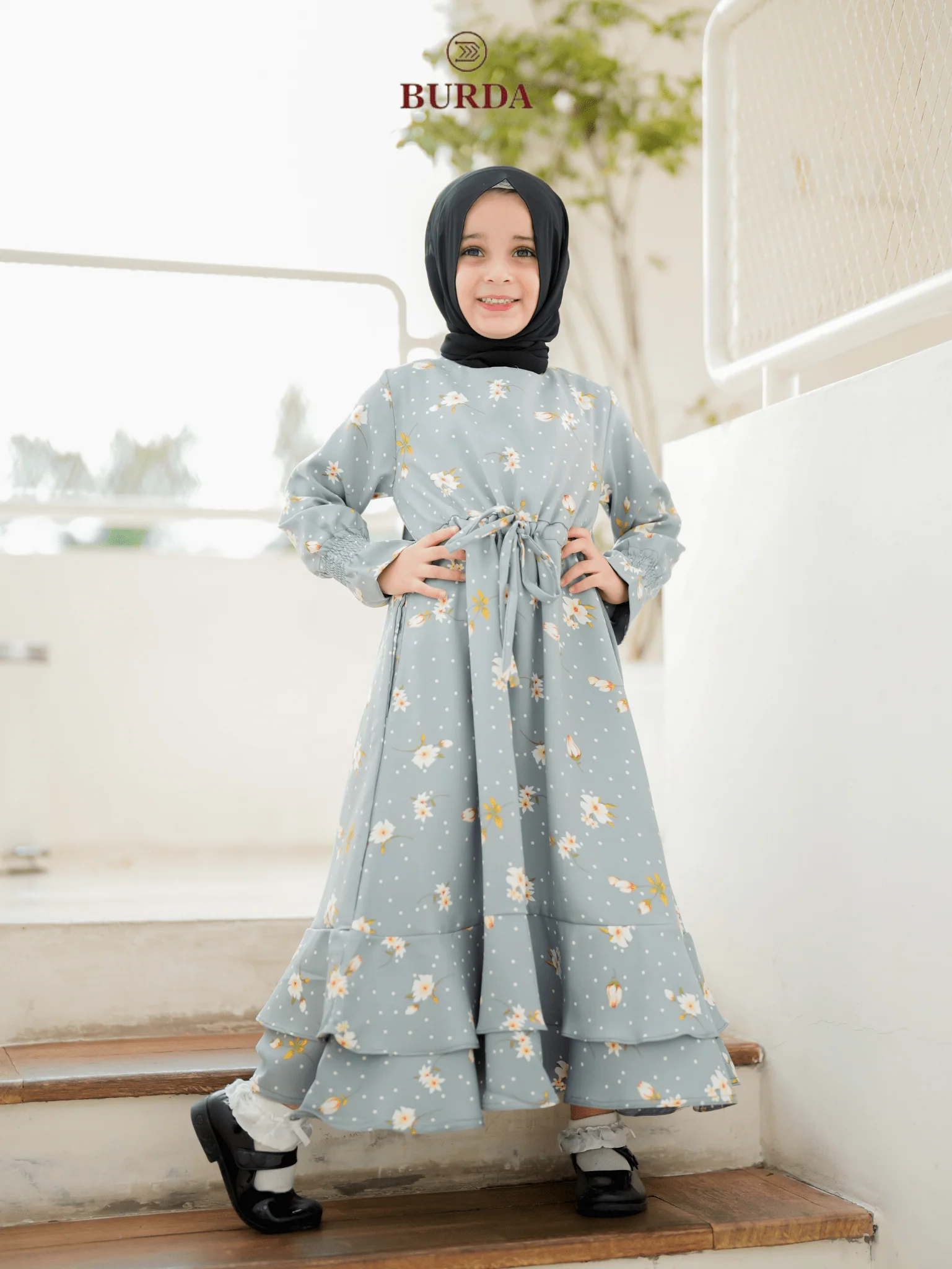 Kid's Turquoise Floral Dress - Image 4