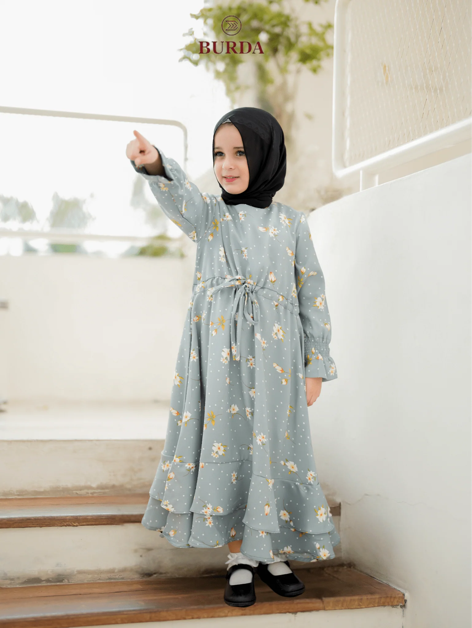 Kid's Turquoise Floral Dress - Image 8