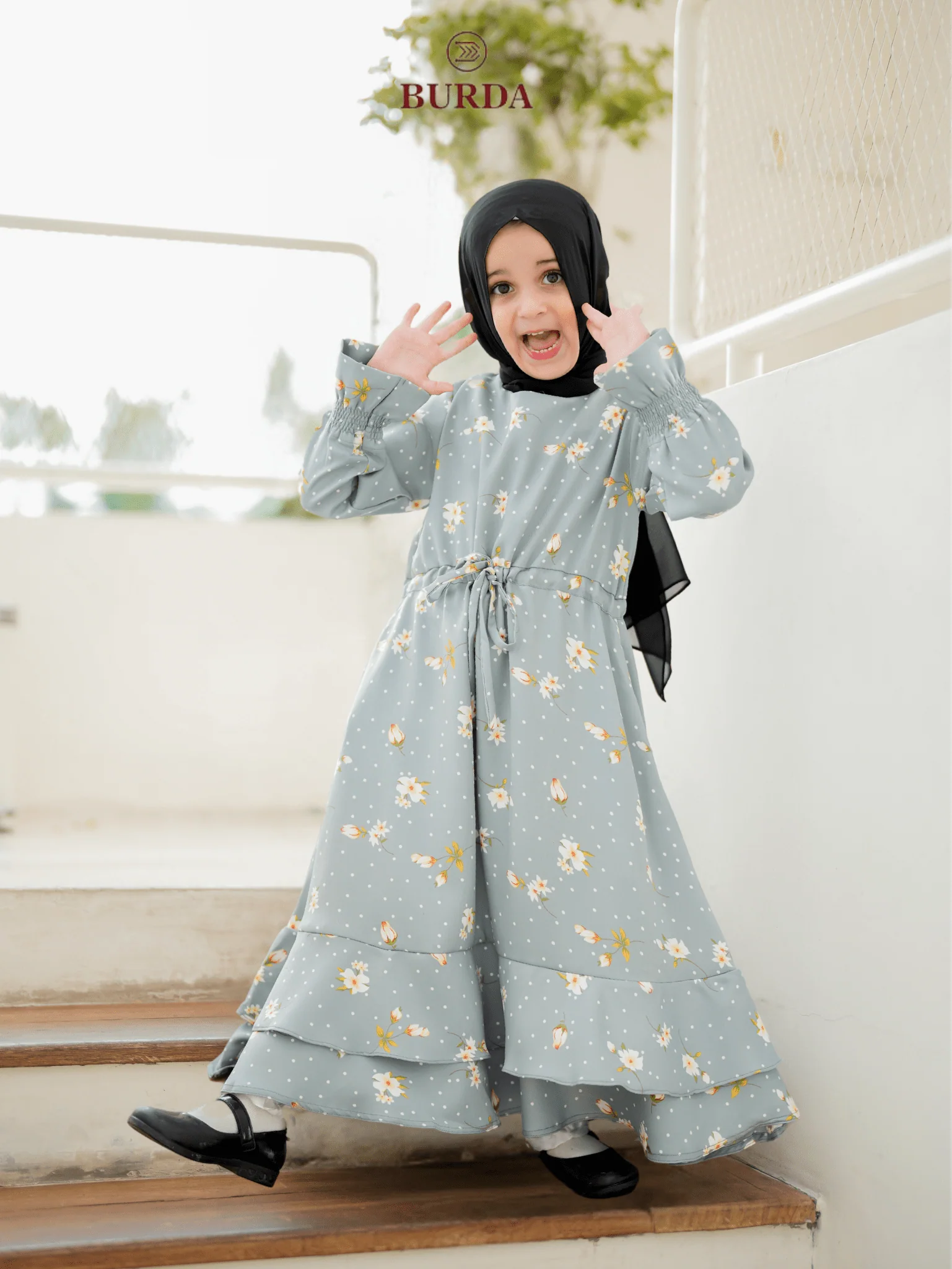 Kid's Turquoise Floral Dress - Image 9