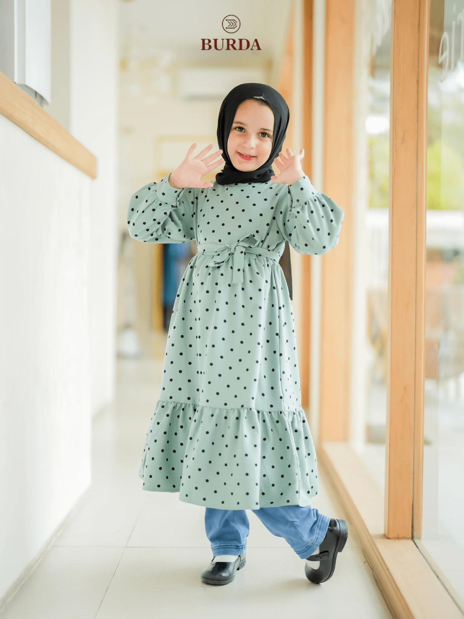 Kid's Turquoise Polka Dot Dress - Image 13
