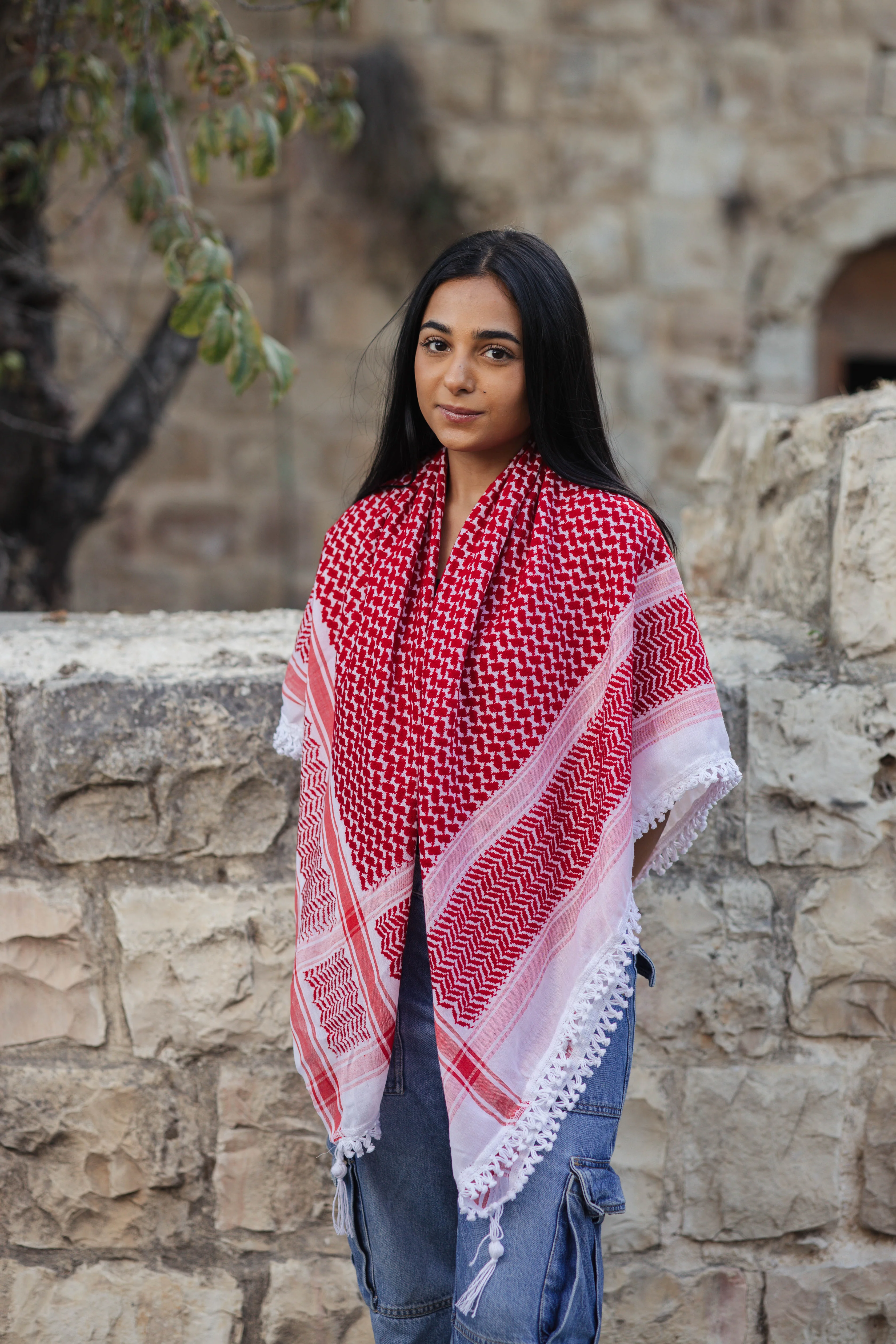 Nablus Kufiya White and Red - Image 3