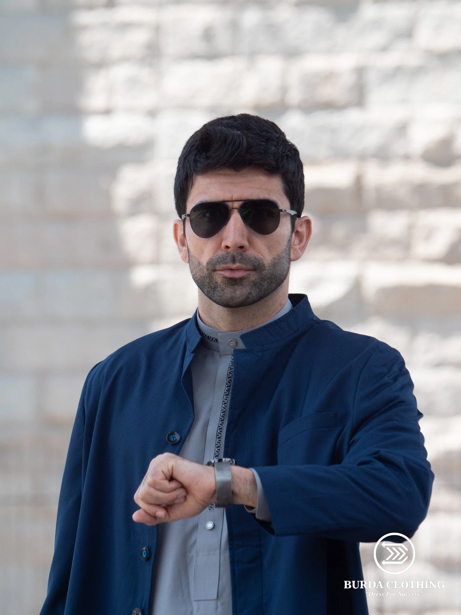 Oxford Blue Long Coat - Image 3