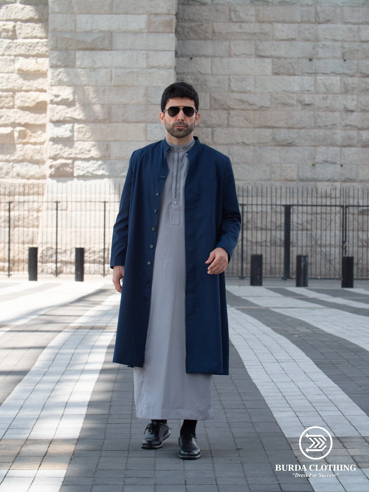Oxford Blue Long Coat - Image 4