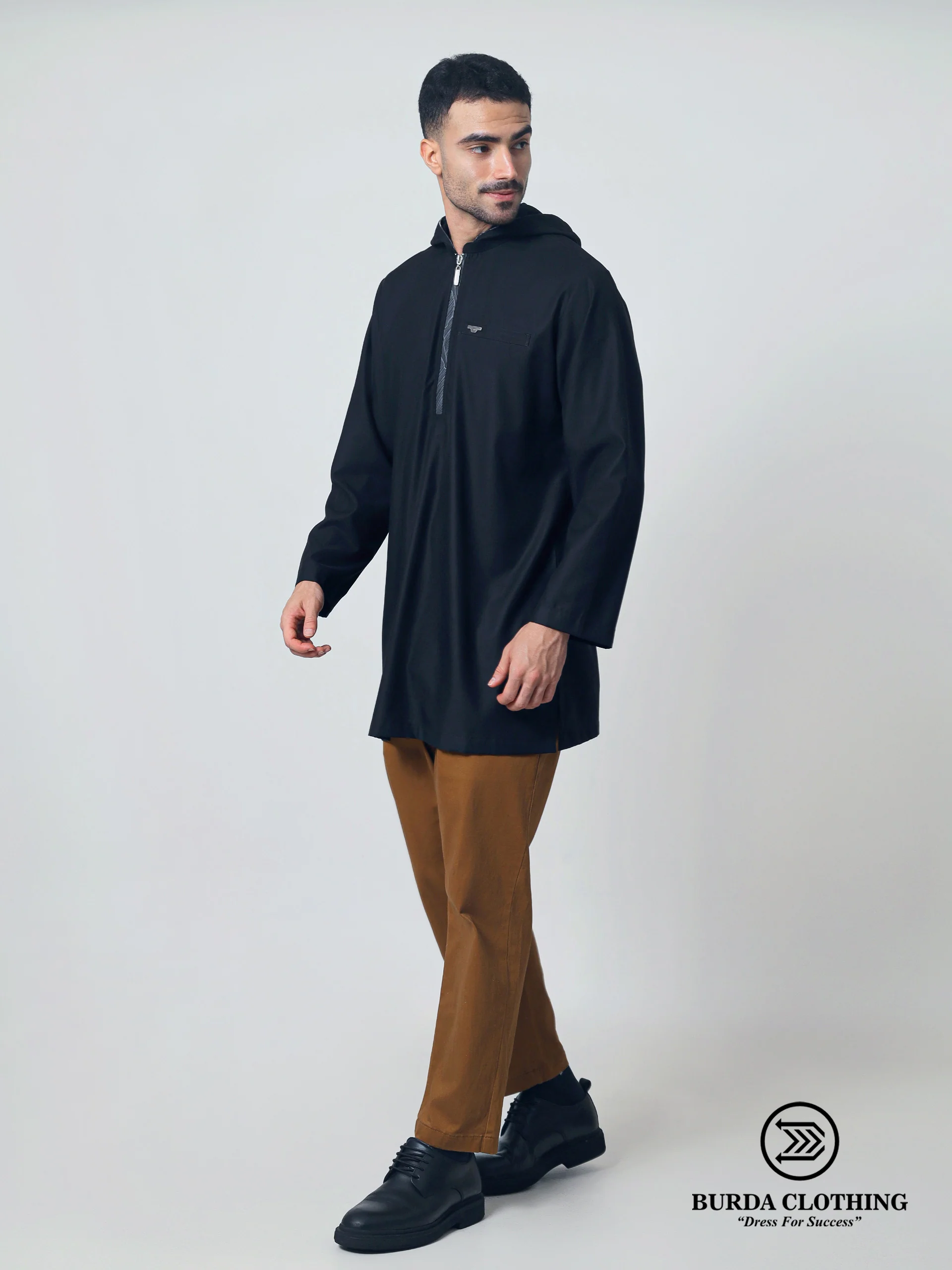 Short Kurta 009 Black Hoodie - Image 4