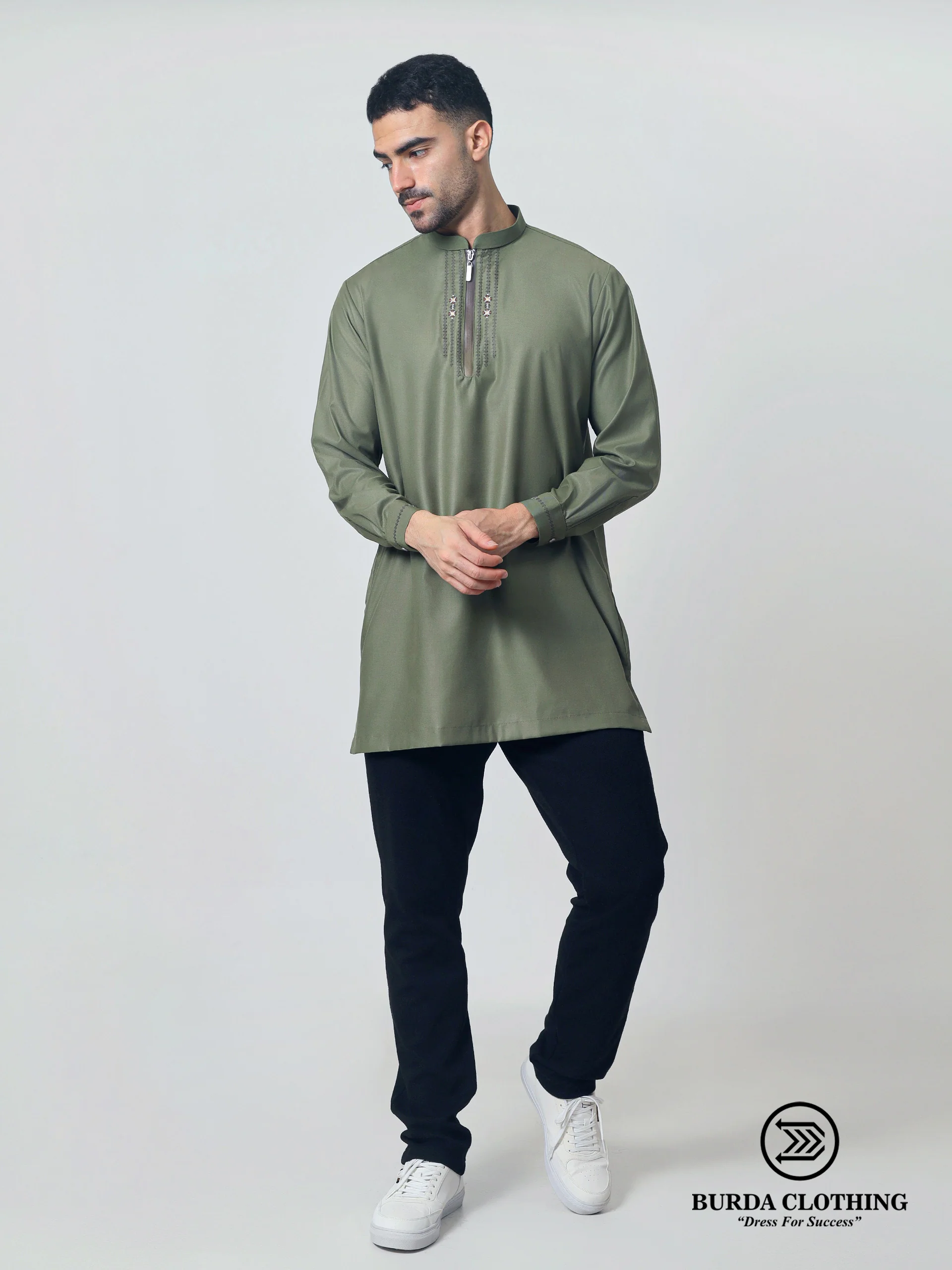 Short Kurta 012 Olive - Image 4