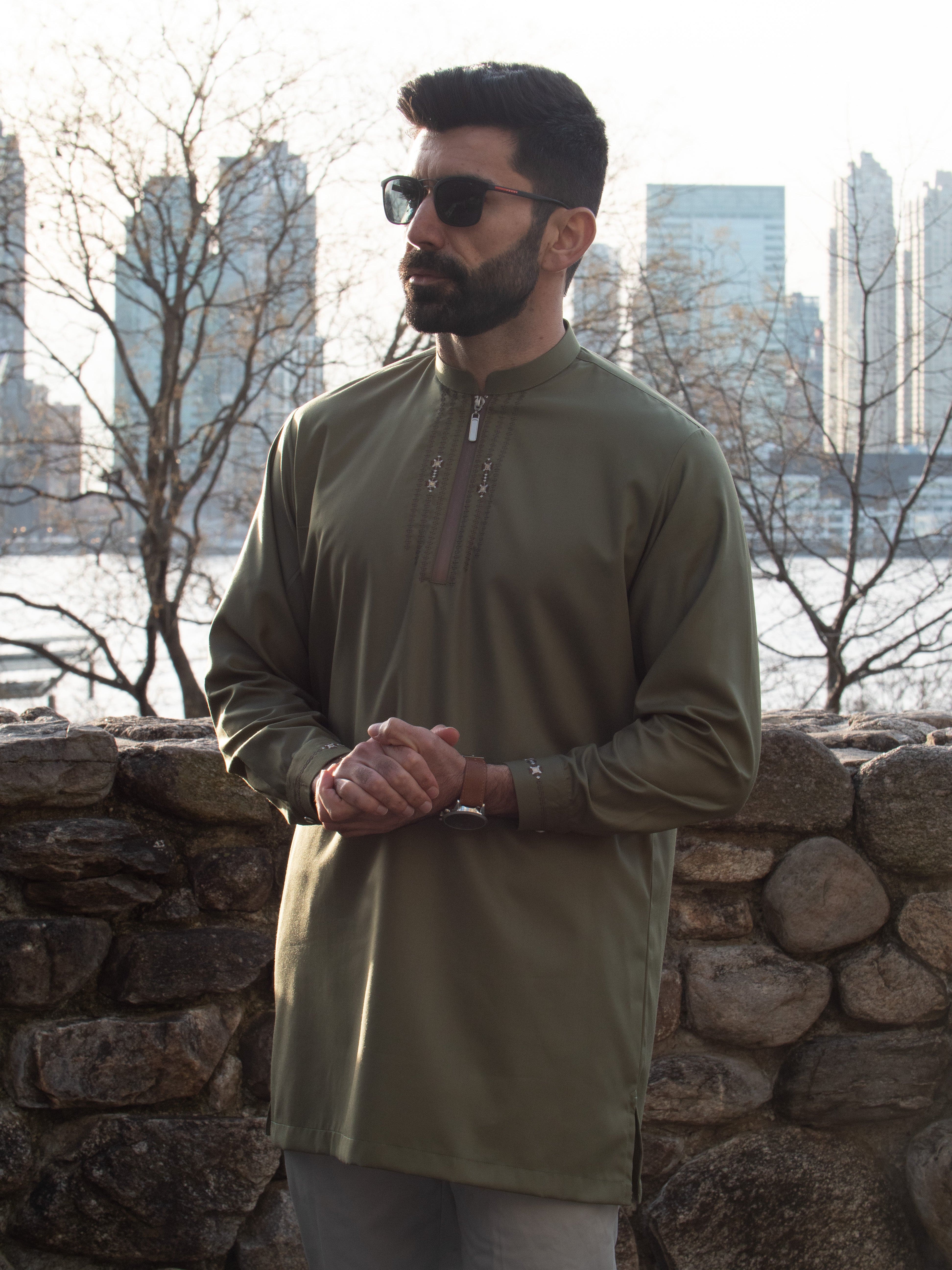 Short Kurta 012 Olive - Image 5