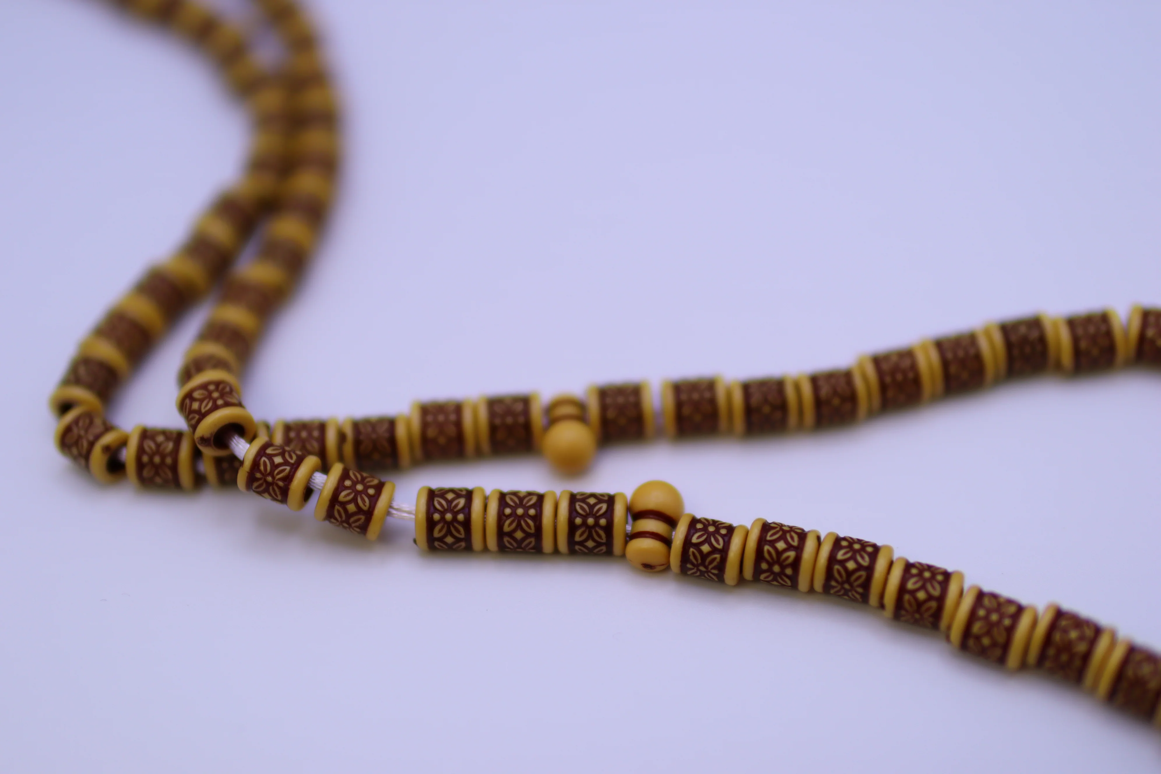 Islamic Tesbih wooden 99 Count Polished Prayer Beads 8mm - Brown gold - Image 3
