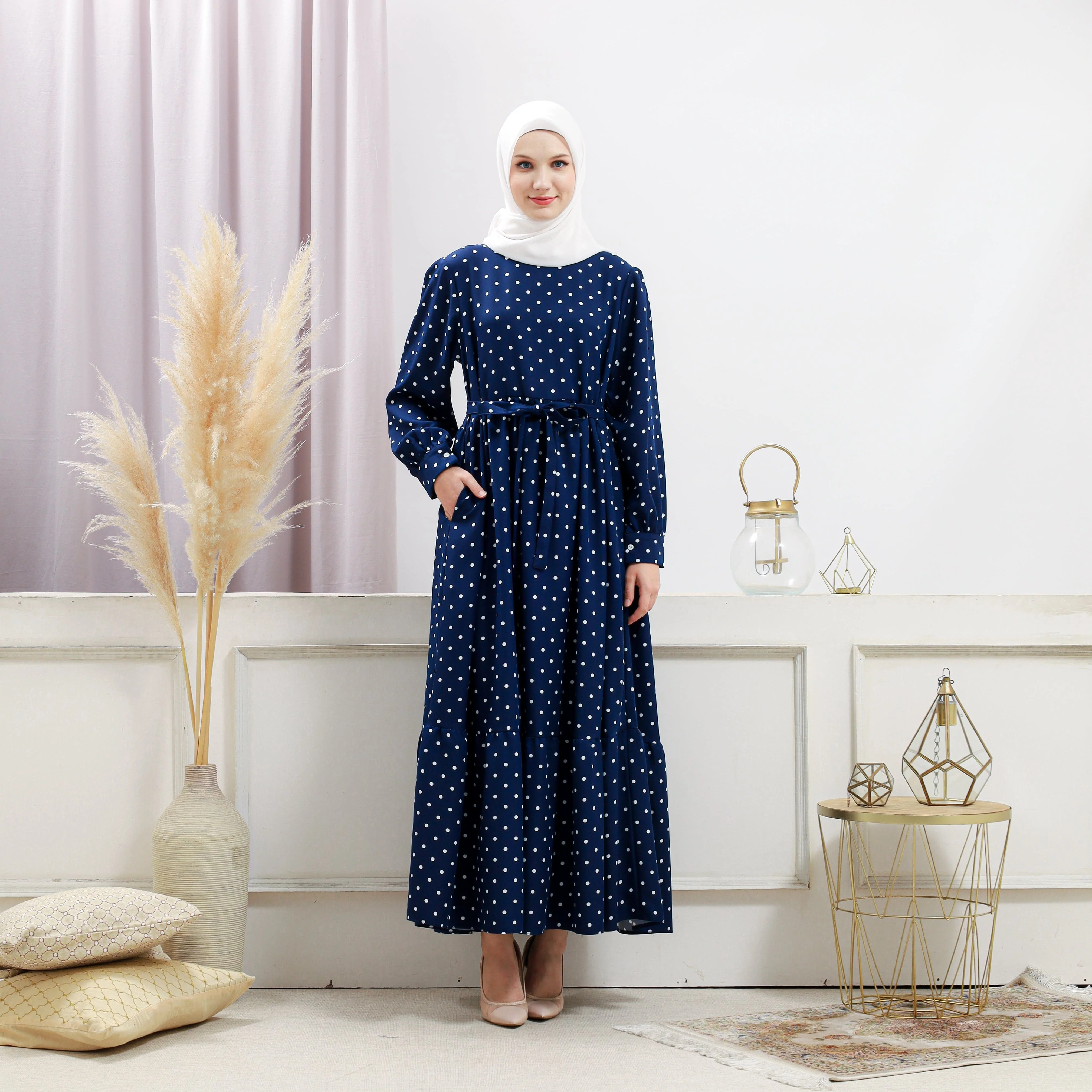 Women's Navy Polka Dot Dress - Image 4