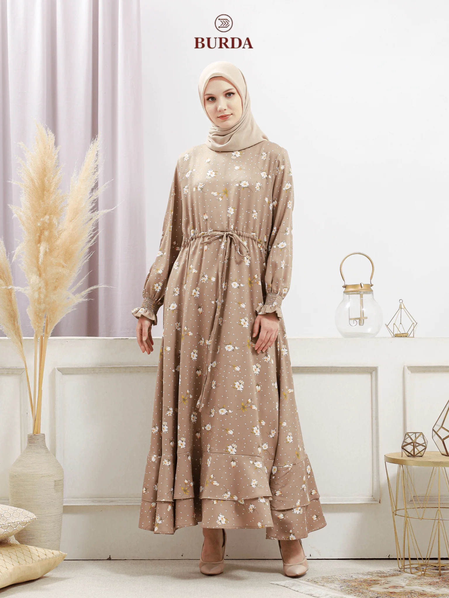 Women's Beige Floral Dress - Image 4