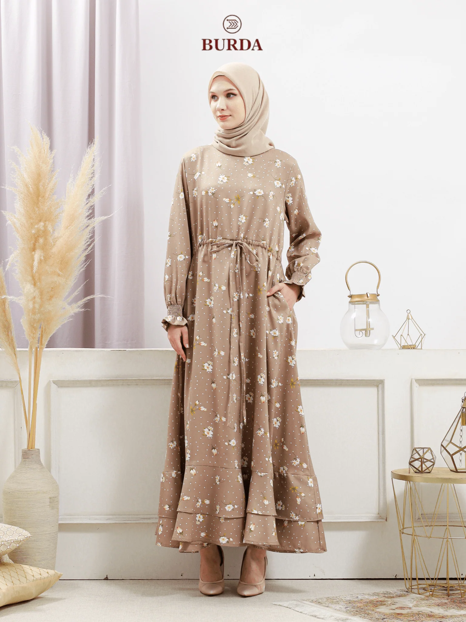 Women's Beige Floral Dress - Image 5