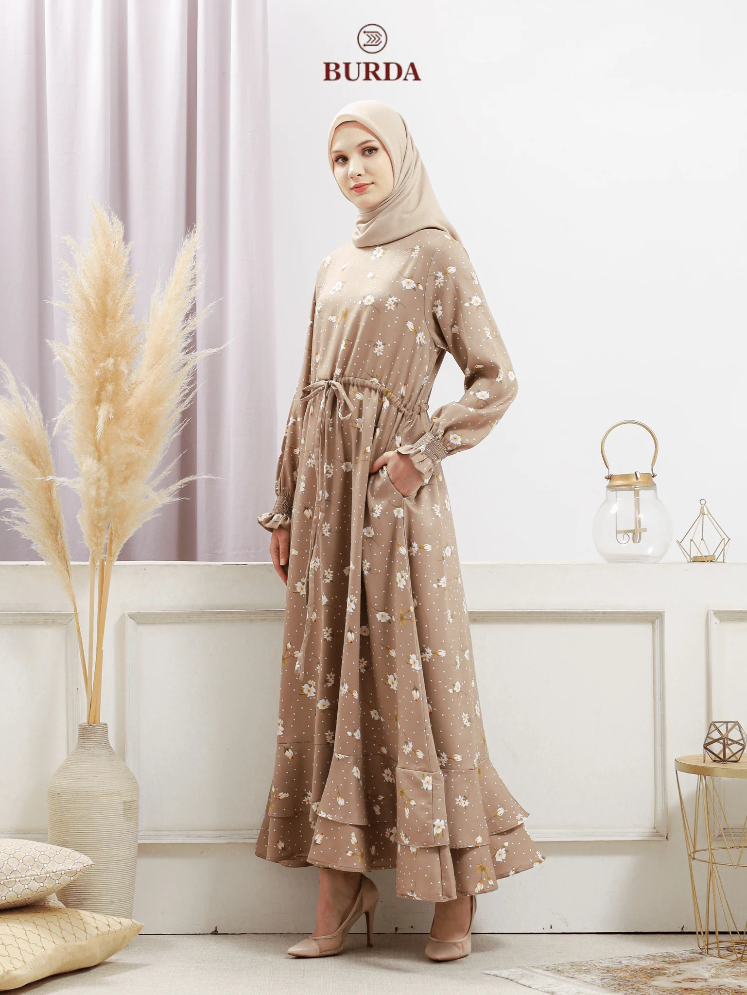 Women's Beige Floral Dress - Image 7