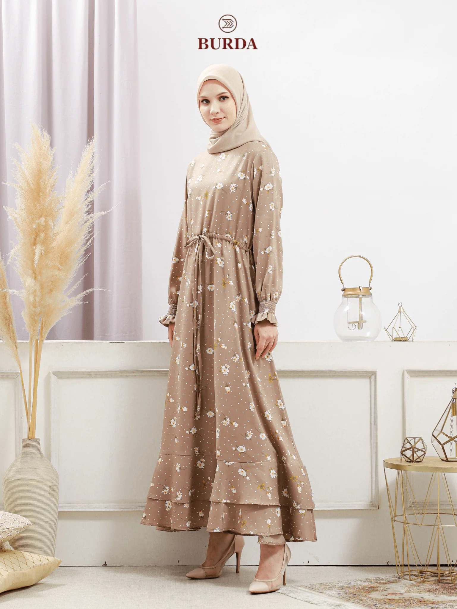 Women's Beige Floral Dress - Image 9