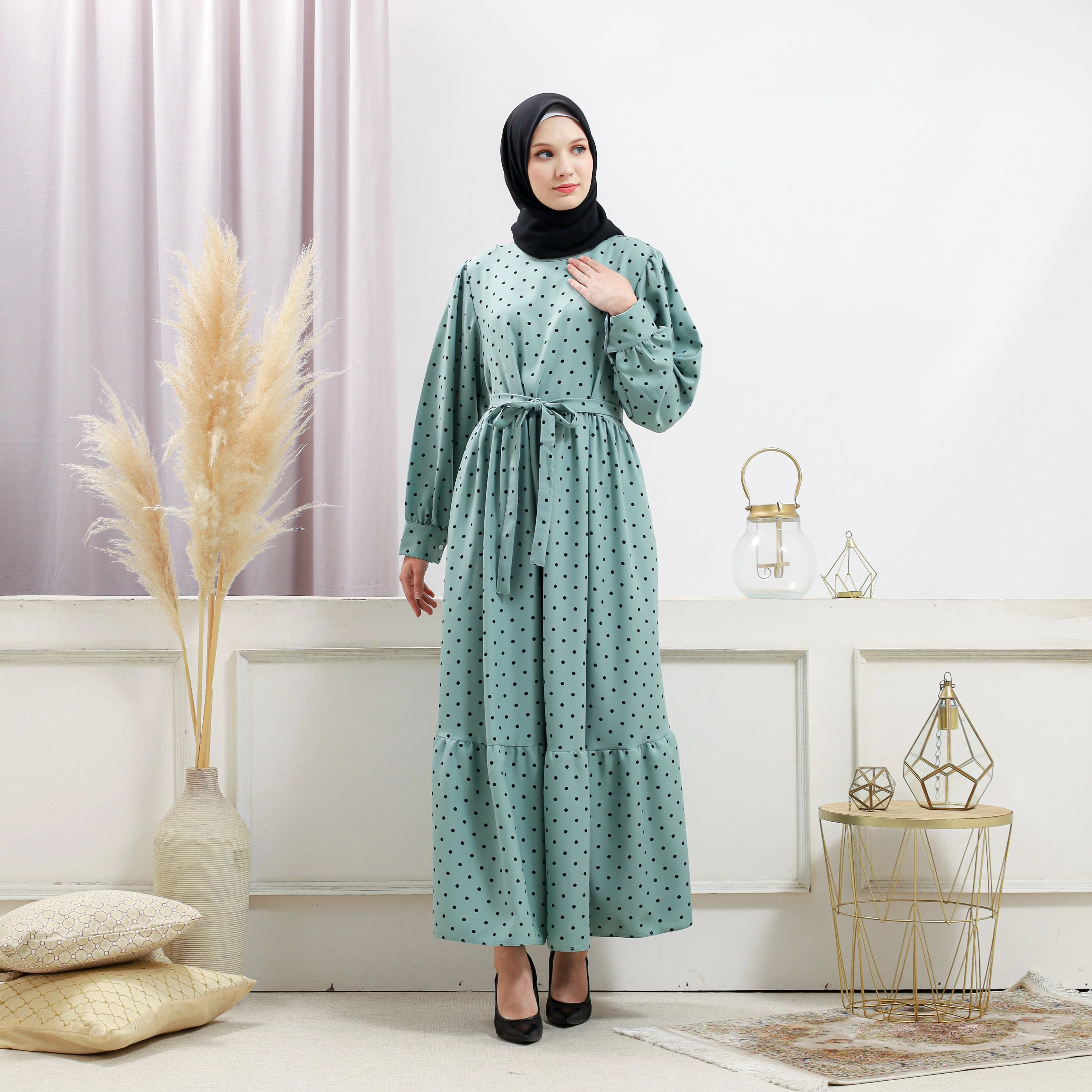 Women's Turquoise Polka Dot Dress - Image 3