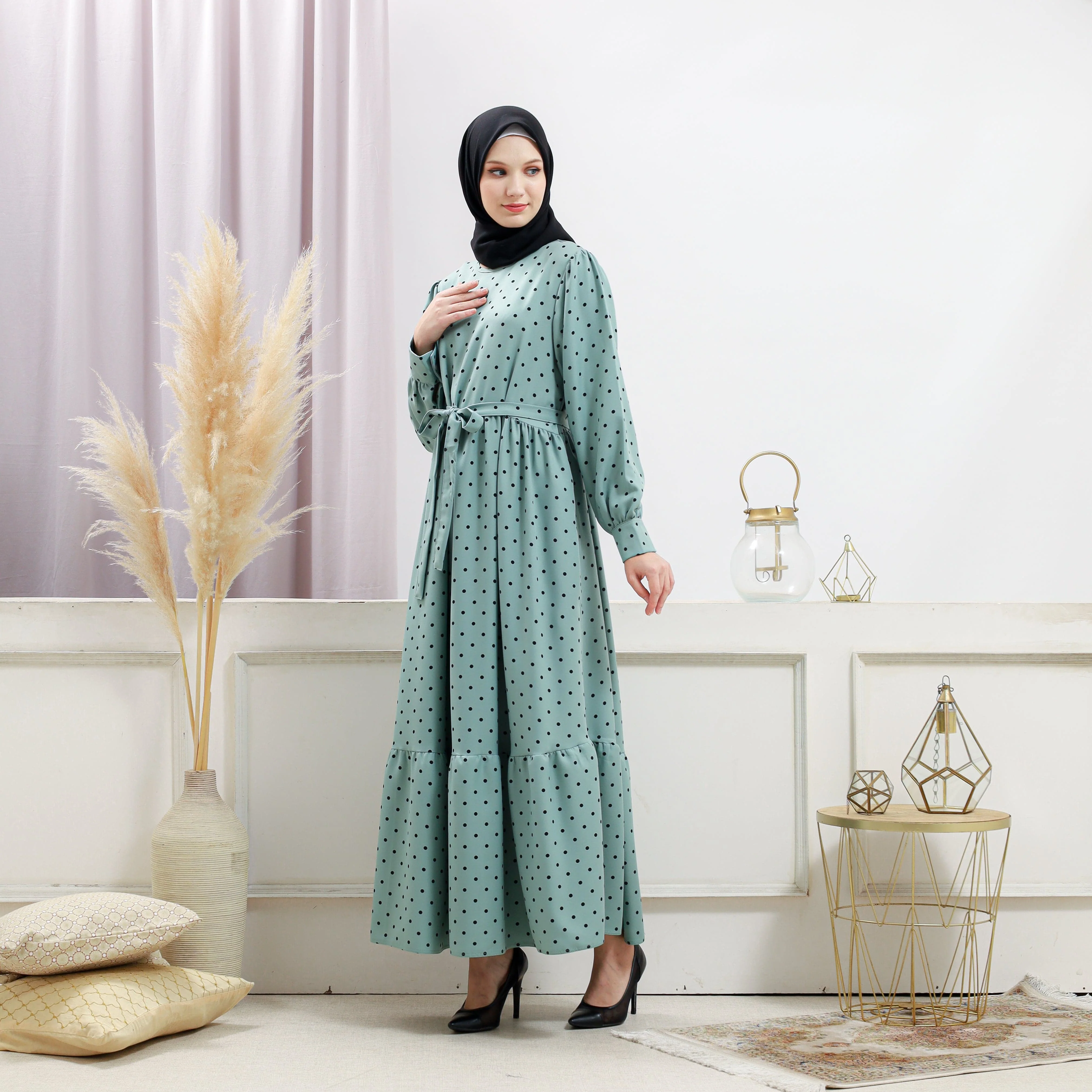 Women's Turquoise Polka Dot Dress - Image 8