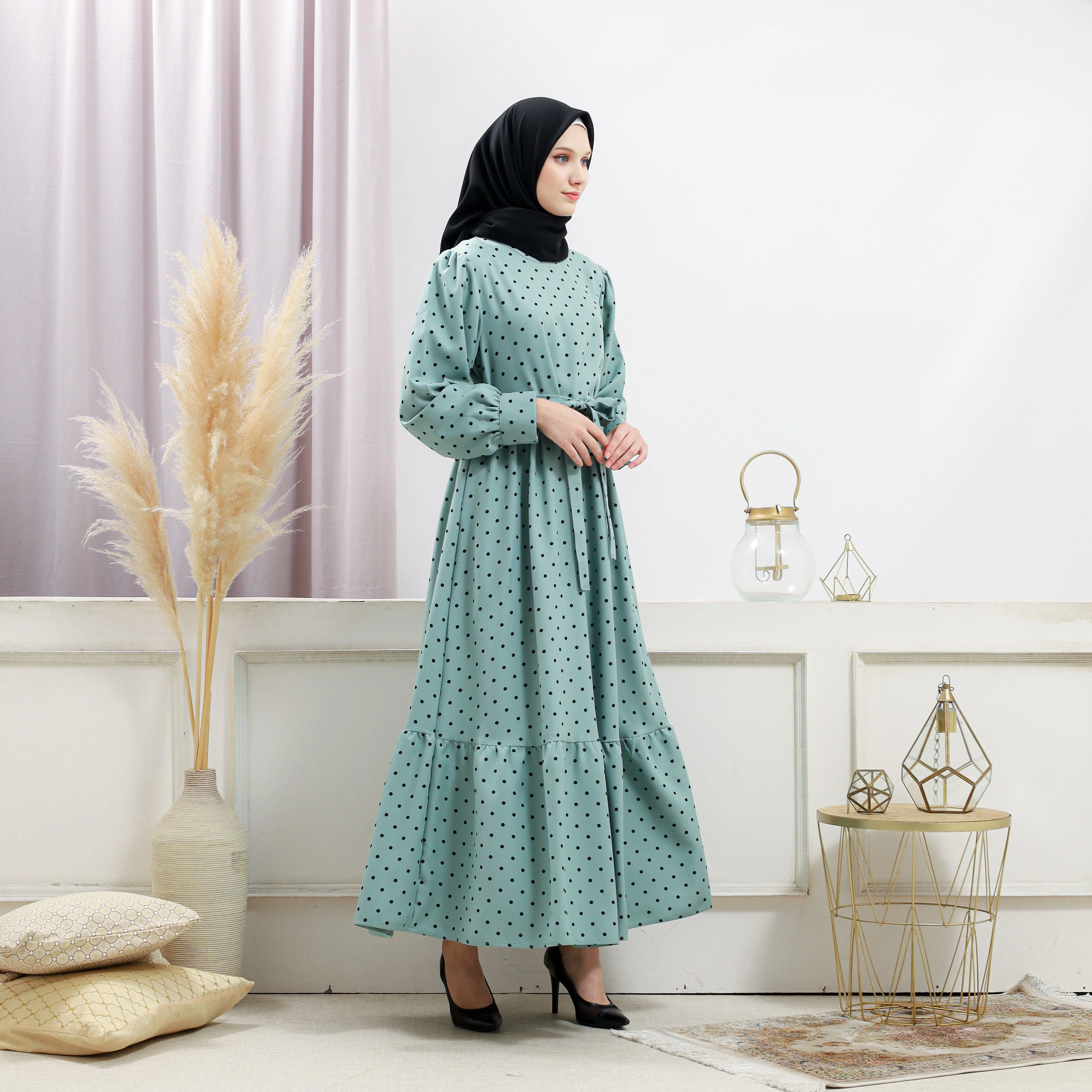 Women's Turquoise Polka Dot Dress - Image 9