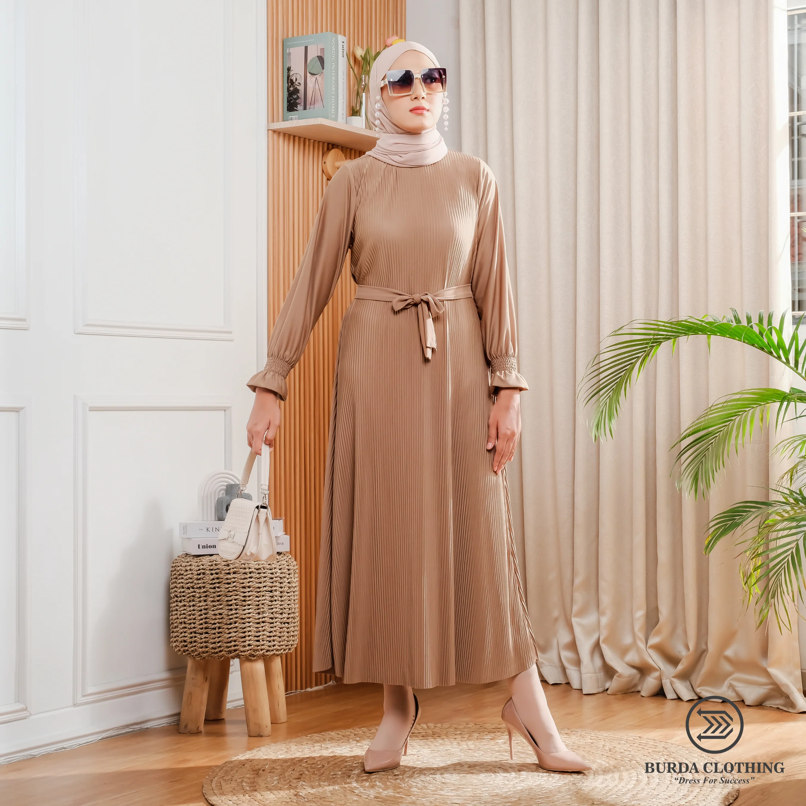 Women's Plain Dress Brown - Image 31