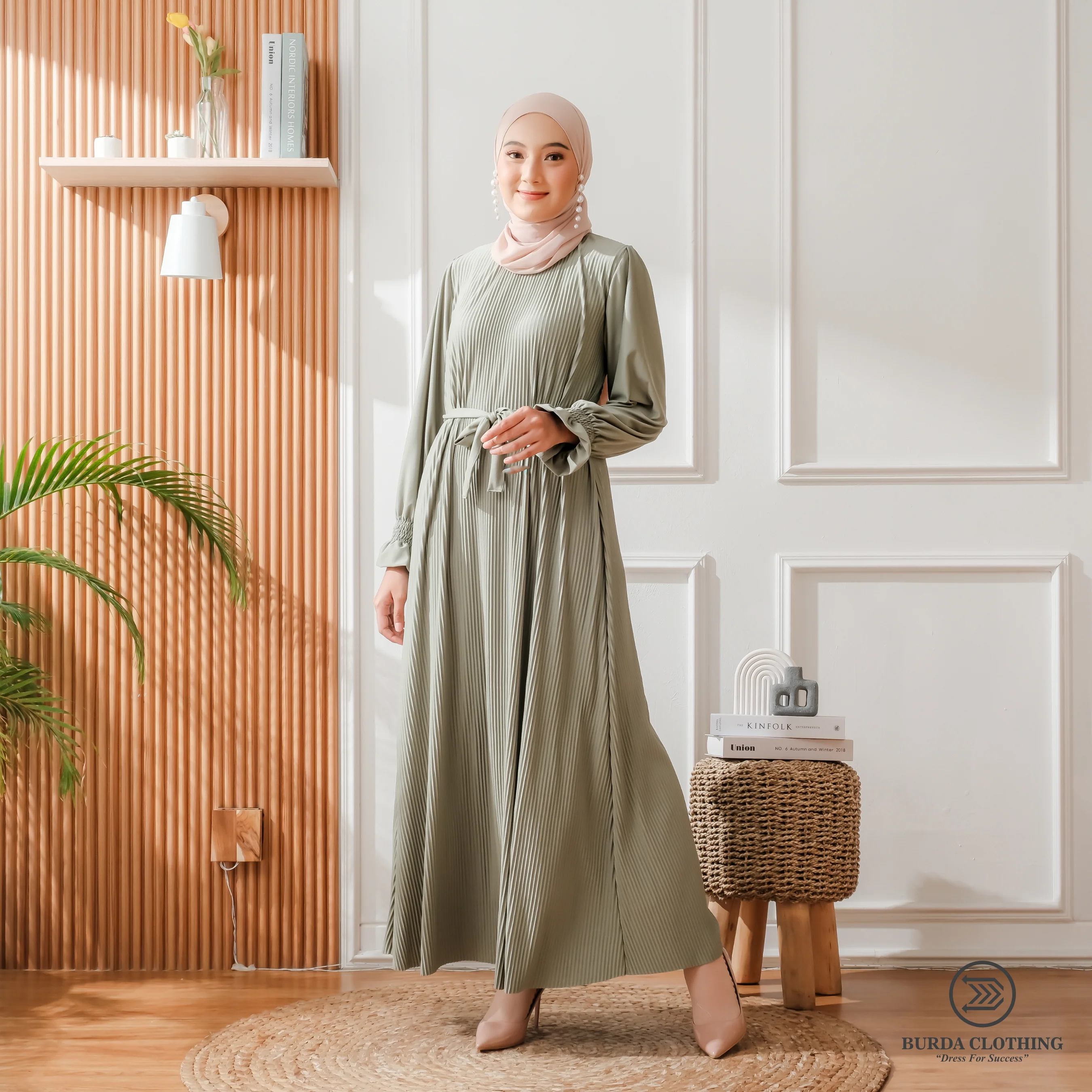 Women's Plain Dress Green - Image 11
