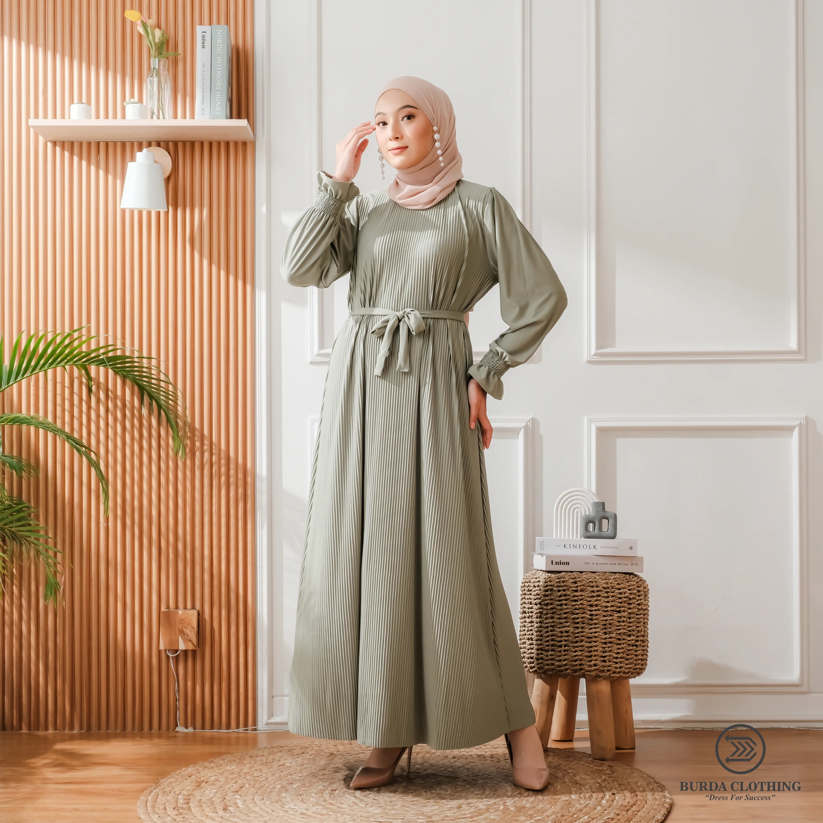Women's Plain Dress Green - Image 13
